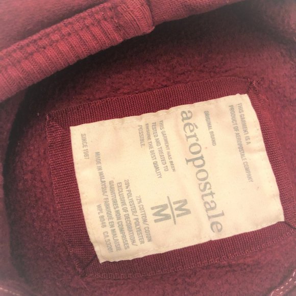 AEROPOSTALE Burgundy Maroon Hoodie Rare 3D Pile Textured Logo New without Tag M - Picture 4 of 5